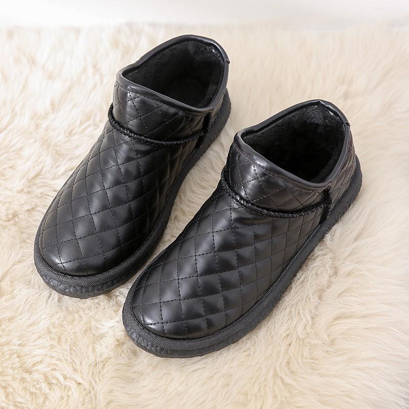 Womens Winter Warm Fleece-Lined Slip-On Snow Boots Comfortable Flat Sole Non-Slip Casual Shoes