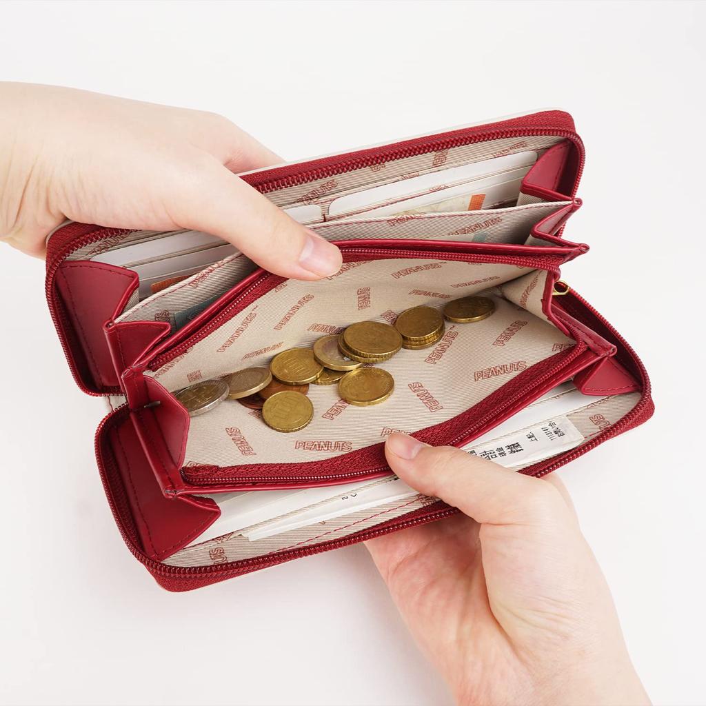 Snoopy Кошелек длинный на круговой молнии Тисненый Милый Peanuts SNOOPY PEANUTS Персонаж Милый Кошелек большой вместимости Упаковка Рождество [E-mono] Женский (зеленый)