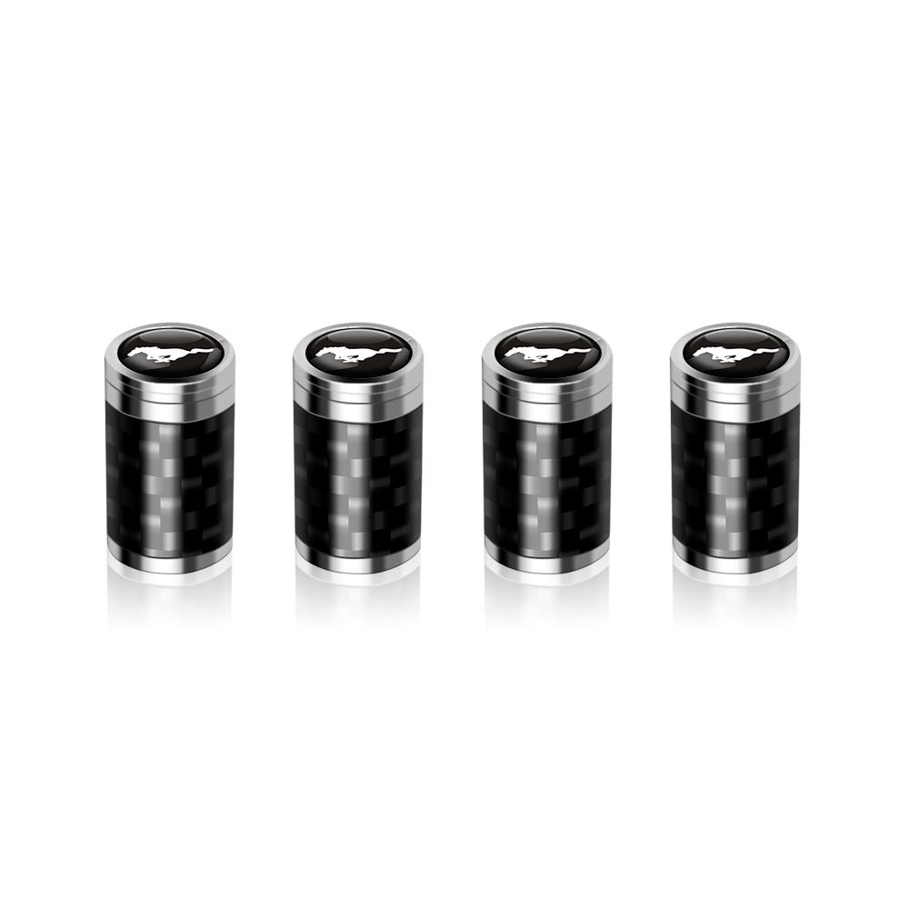 TVEI7 4Pcs Carbon Fiber Car Wheel Tire Valve Stem Air Cap Auto Decoration For Ford Fiesta Focus 2 Mk3 Mondeo Mk4 Ranger Kuga Mustang
