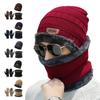 3 Pcs/Set Men Winter Hat Scarf Gloves Set Thick Knitted Soft Warm Elastic Colorful Ear Protection Five Fingers Windproof Winter Outdoor Cycling Cap