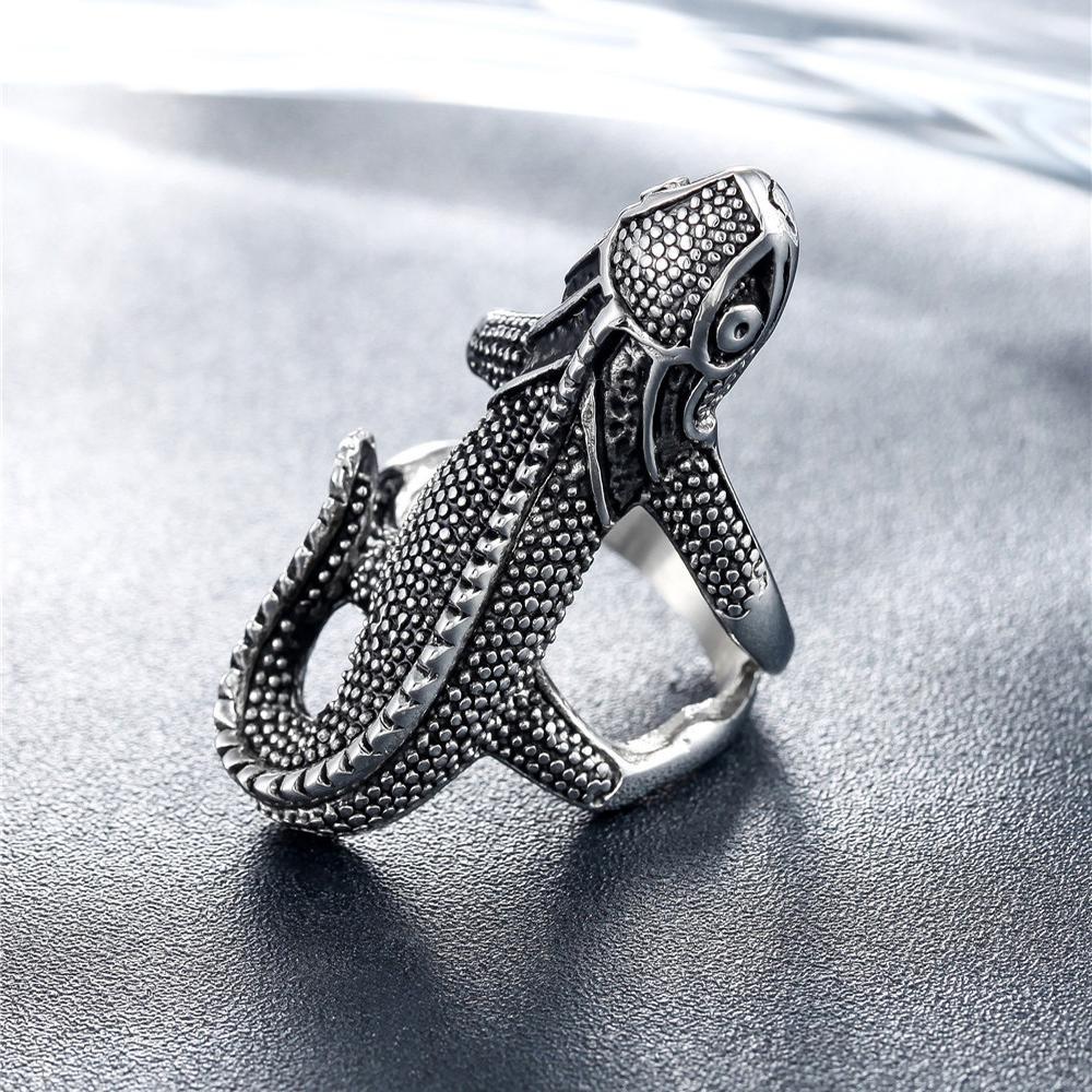 Персонализированное ретро-ящерица мужское кольцо из титановой стали ювелирные изделия из нержавеющей стали