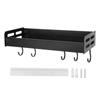 Black Shelf with 6 Hooks Space Aluminum Seasoning Shelf Kitchenware Holder Shelf for Kitchen
