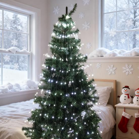 2026 Рождественская елка Водопад Огни 8 Режимов Каскадные Светодиодные Гирлянды с Таймером