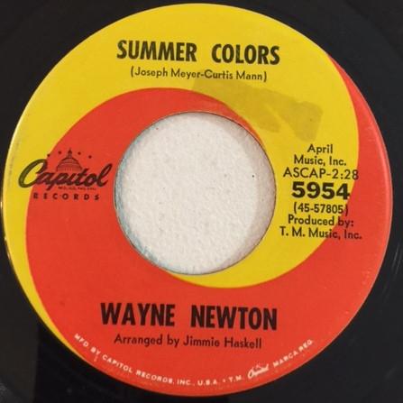 7-дюймовая пластинка WAYNE NEWTON - Summer Colors 5954 Capitol Records 1967 Канада Поп Б/у