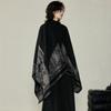 Ethnic Style Unisex Dark Split Cape: Faux Cashmere Double-Sided Shawl and Scarf for Autumn/Winter Warmth