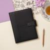 Стильный и прочный кожаный блокнот в твердом переплете с магнитным клапаном и держателем для ручек (Классический черный)