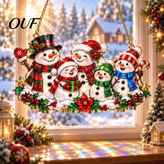 Christmas Tree Ornament Bird Window Hanging Ornament, Stained Glass Effect Suncatcher with Atmosphere Enhancing Art Metal Chain, Colorful Decorative