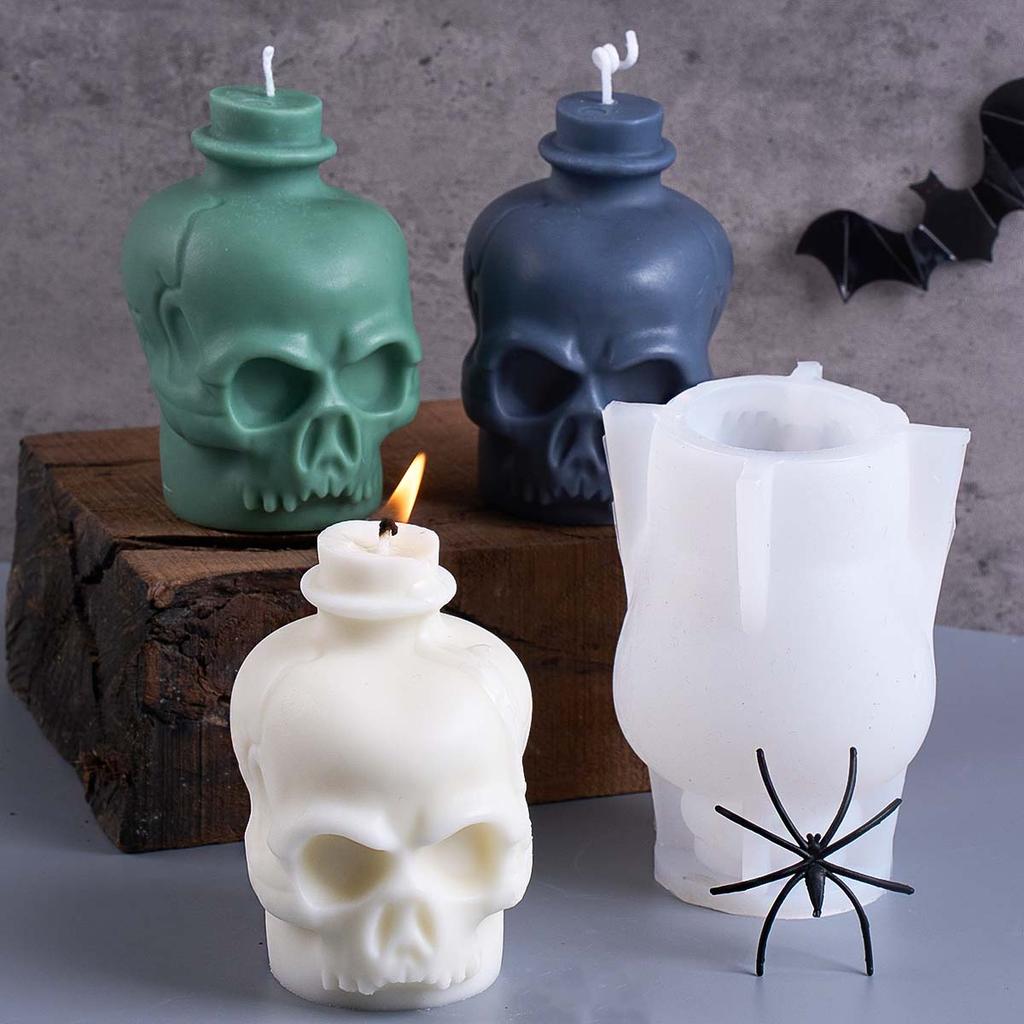 3D Skull Silicone Candle Mold DIY Mexican Day Dark Aromath Candles Soap Molds Plaster Resin Craft Gift Making Halloween Decor