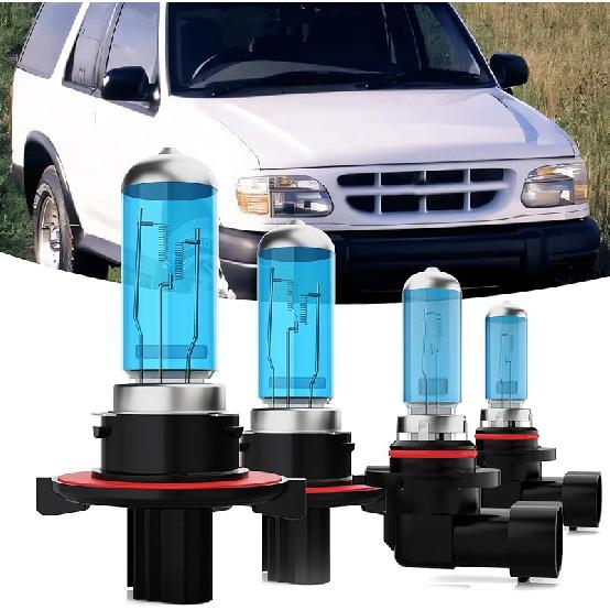 Галогенные фары подходят для Ford Explorer 2002-2005, лампы фар, 9005/HB3/H10 дальний свет + 9006/HB4 ближний свет + 9145/9140 противотуманные фары, комплект, подключи и