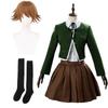 Danganronpa Тихиро Фудзисаки Косплей Костюм JK Униформа Костюм Длинный Рукав Коричневый Плиссированная Юбка Комплект Женский Костюм Хэллоуин Наряд