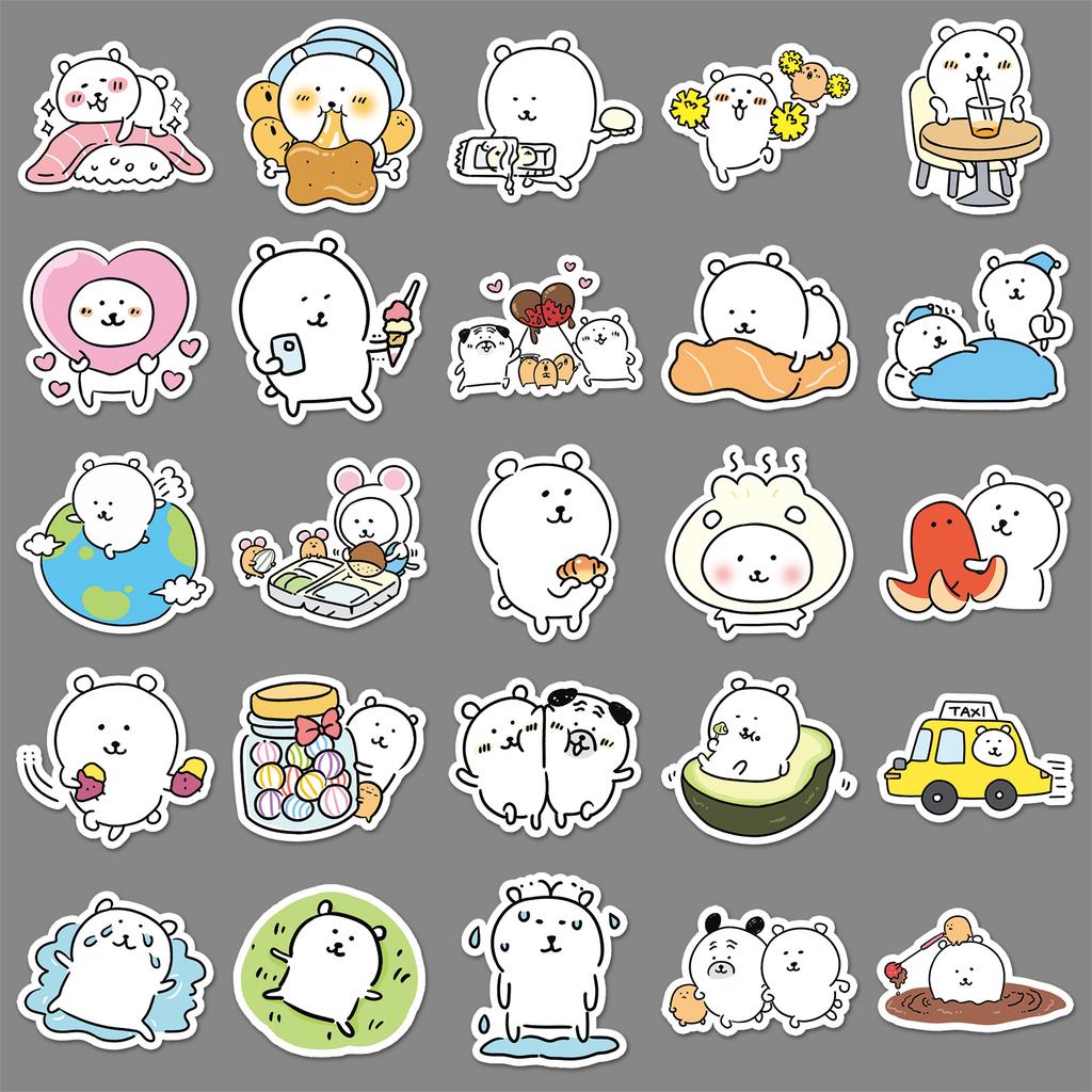 50Pcs Kawaii Self Deprecating Bear Graffiti Stickers Cartoon Cute Creative Decoration Phone Cases Water Cups Notebook Stickers