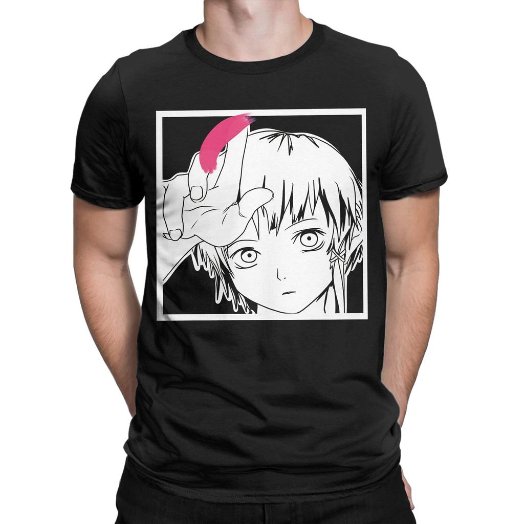 Serial Experiments Lain cyber collage layout Classic Graphic Funny 100% Cotton T-Shirt Tees Top
