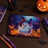 Portable Storage Bag Halloween Bag, with Colorful Cartoon Ghost Print, Durable Canvas Pouch Makeup Zipper Large Capacity Lightweight Travel