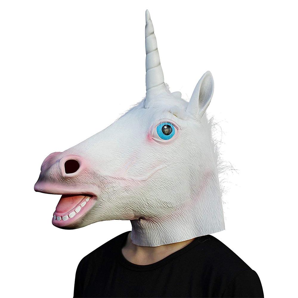 Новинка, латексные маски с головой единорога, забавный костюм для Хэллоуина, аксессуары для вечеринок
