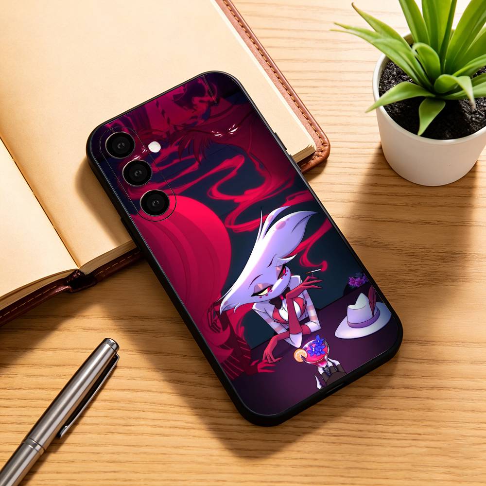 H-hazbin hotel ангел пыль Чехол для телефона Черный Силикон Мягкий Для Samsung Galaxy A73,A72,A71,A70,A53,A52,A51