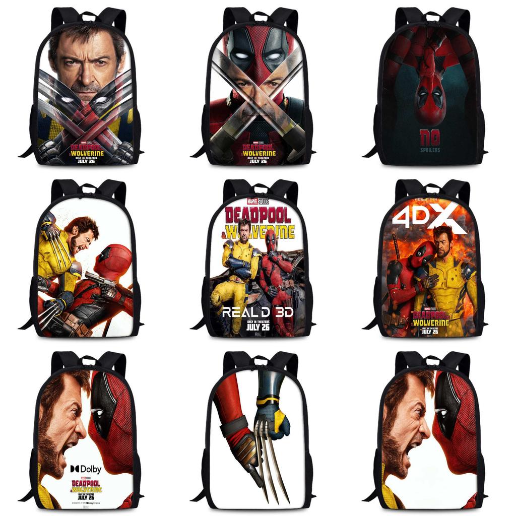 Deadpool And Wolverine Backpack Durable Oxford Fabric 15-inch Student Bag