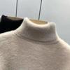 Женский свитер с высоким воротником, из искусственной норки, однотонный, плюшевый, утолщенный, теплый, базовый трикотаж, термопуловеры