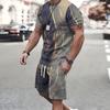 Line Splicing 3D Print T-Shirts Shorts Sets Men's Tracksuits Summer Oversized Short Sleeve T Shirt Pants Set Man Suits Clothing