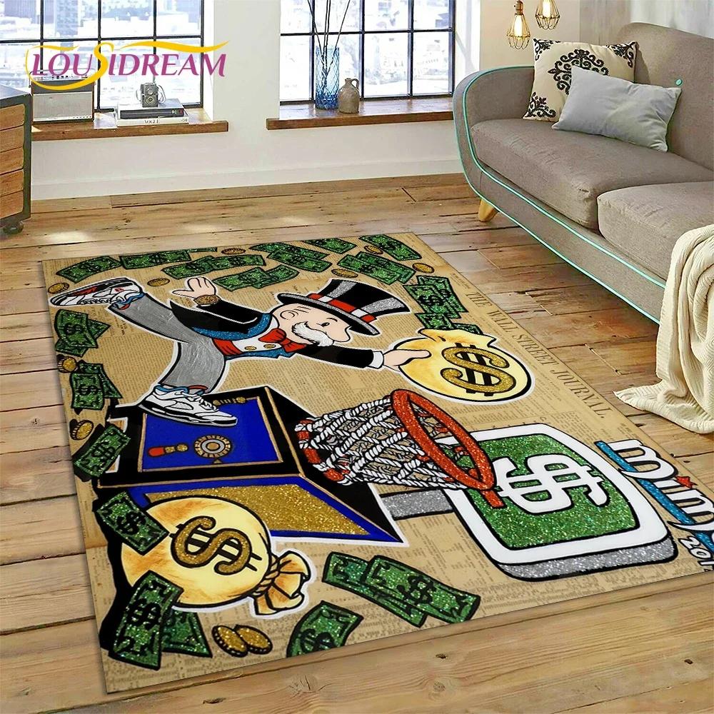 Game Dollar Monopoly Cartoon Money Carpet Rug for Bedroom Living Room Home Sofa Decoration,Children Game Large Decor Floor Mat