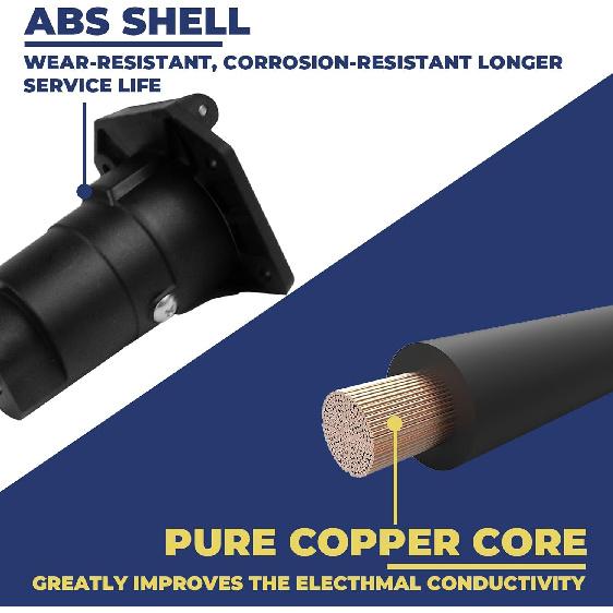 4 Pin Flat To 7 Pin RV Blade Trailer Adapter, Vehicle-Side 4 Way To Trailer-Side 7 Way With Mounting Bracket, For Recreational Vehicle, Trailer,