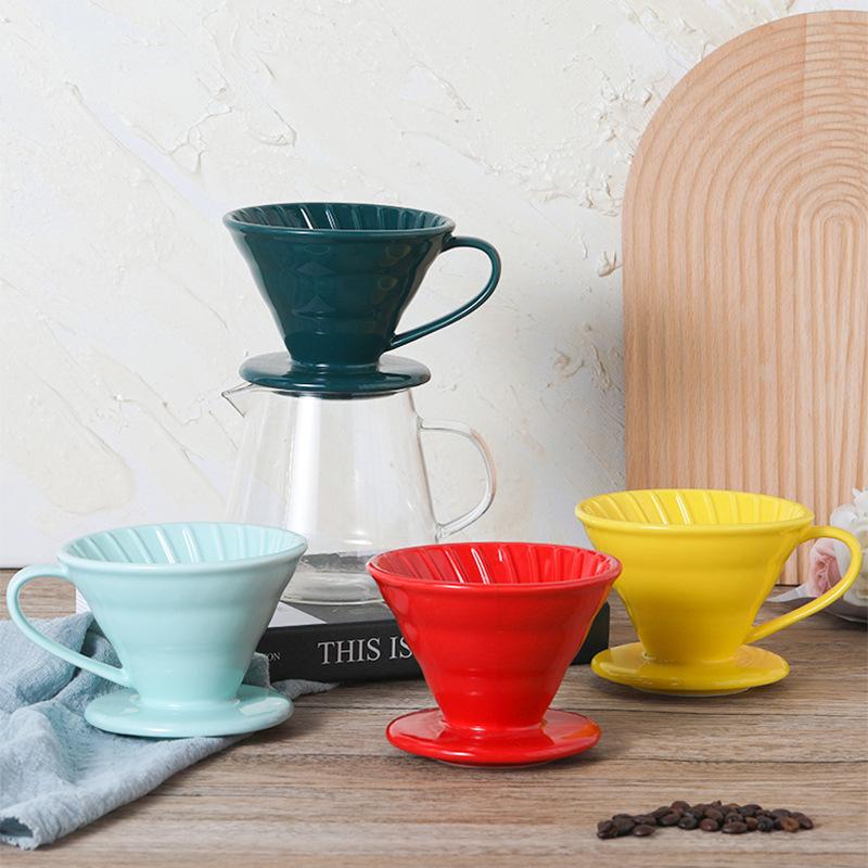 Ceramic Hand-brewed Coffee Filter Cup V60 Conical Filter Thread Drip Coffee Cup Creative Coffee Appliance