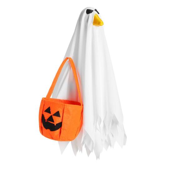 Хэллоуинский наряд для гуся для 23-дюймовой статуи гуся Костюм гуся-призрака-тыквы Одежда для лужайки для гуся для осени Декор для крыльца, патио, двора