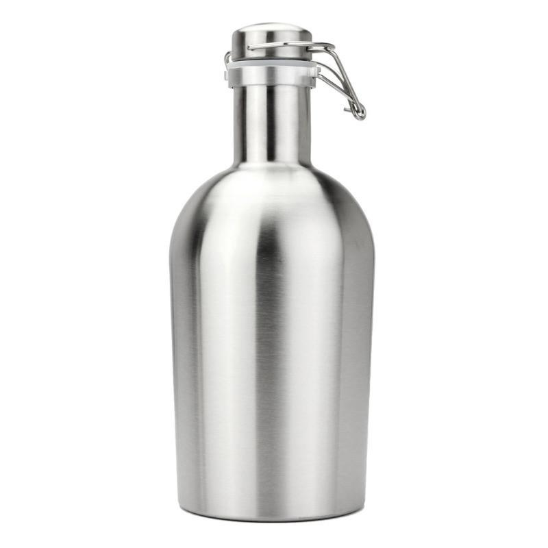 2L 64oz Beer Growler Homebrew Beer Making Hip Flask DIY Bar Tools Silver Stainless Steel Beer Bottle