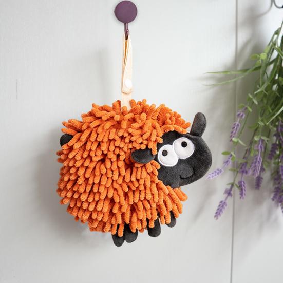 Подвесное полотенце для рук, регулируемый ремешок, мягкое, удобное, приятное на ощупь, нежное протирание рук, синель, подвесное полотенце с рисунком овцы, принадлежности для ванной комнаты