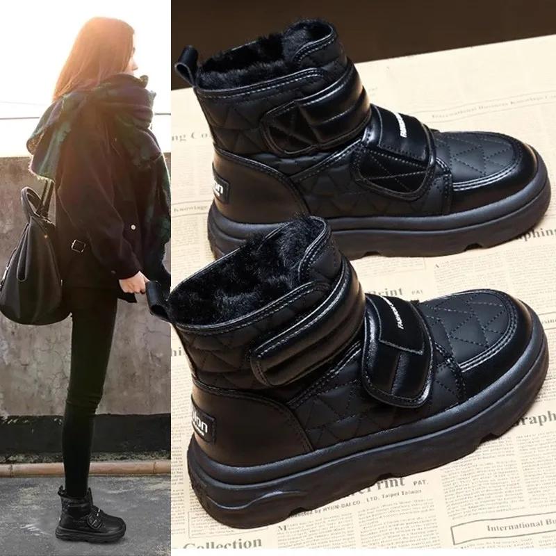 Меховые белые сапоги женские мягкие хлопковые туфли зимние теплые зимние сапоги из искусственной кожи обувь толстые плюшевые короткие ботильоны