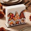 Fall Holiday Dining Accessories Thanksgiving Gnome Turkey Napkin Holder, Wooden Table Storage Rack, Kitchen Counter Organizer Autumn Tabletop