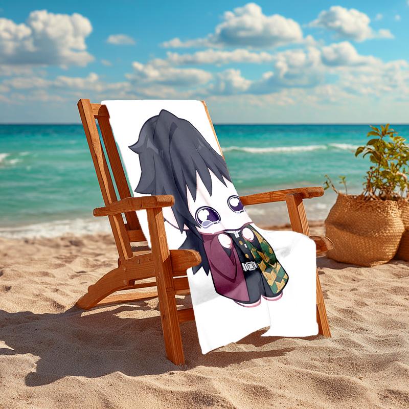 1pc Tomioka Giyuu Beach Towel, Comfortable and Thick, and Swimming/Bath/Picnic/Camping Towel, Suitable for Seaside Beaches