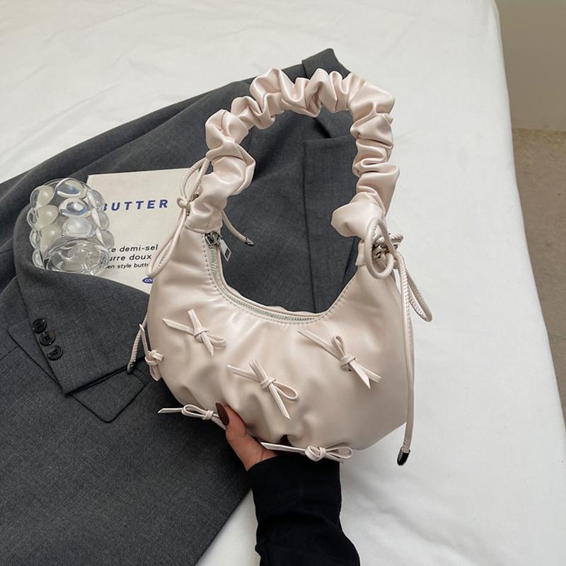 Cute Bow Tie Design Underarm Bags for Women Y2K Korean Fashion Handbags and Purses Pu Leather Shoulder Bag Designer Bag CLE