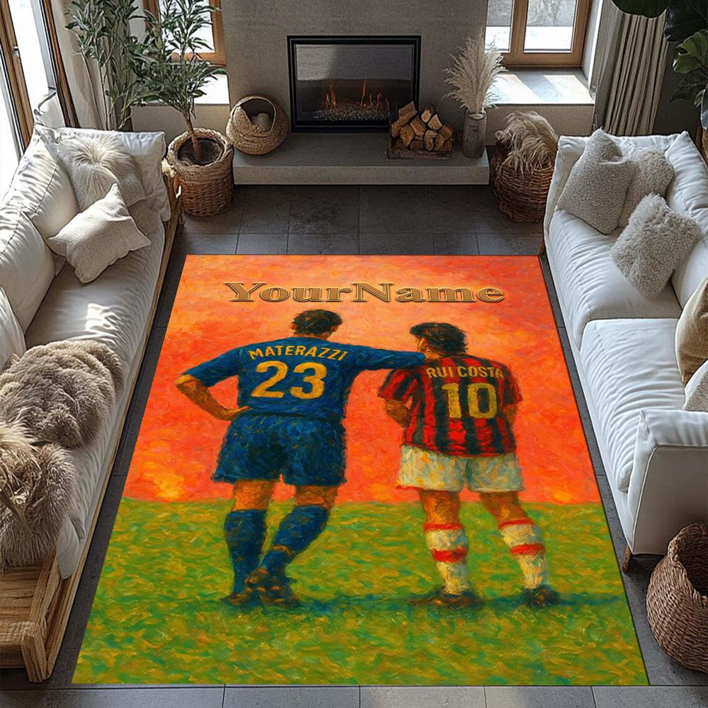 Ac Milan Customize Text Floor Rug Office Rug Perfect for Dormitory Outdoor Kitchen Hallway Anti-slip Rug Anime Office Decor