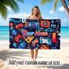 Game Controller Theme Beach Towel Personalized Custom Name & Text Soft Quick Dry Beach Towel for Swimming Travel