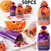 50PCS Plastic Trick or Treat Birthday Decor Food Pocket Halloween Decor Cookie Package Candy Bags