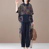 Women Suit Spring and Autumn Korean Printed Two-piece Set Female Fashionable Casual Cotton And Linen Outfit Femme 2PCS