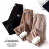 Autumn/Winter Women's Slimming Thickened Fleece-Lined Warm Wood Cotton Velvet Pants Casual Trousers With Foot Tuck