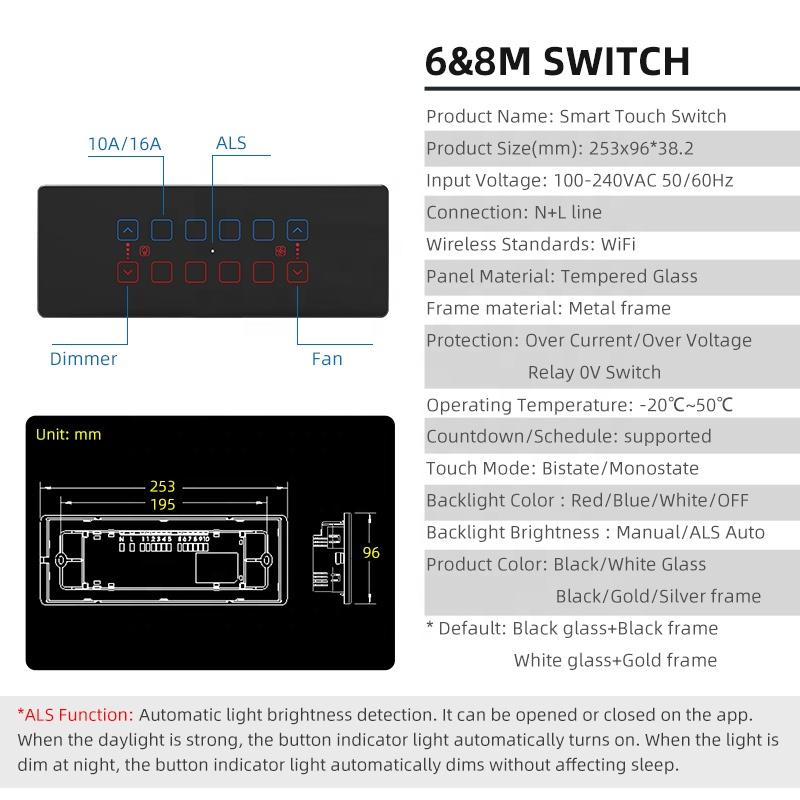 4M Indian Switch Tuya WiFi Smart Home System Switch Fan Curtain Switch with USB Socket 147x86mm