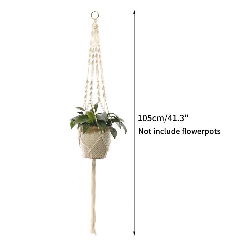 Macrame Hanging Baskets Woven Cotton Handmade Flower Basket Wall Plant Hanger Pot Indoor Bonsai Balcony Knotted Lifting Rope