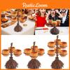 Pumpkin Halloween Snack Bowl Stand Broom Candy Holder Party Serving Fruit Salad