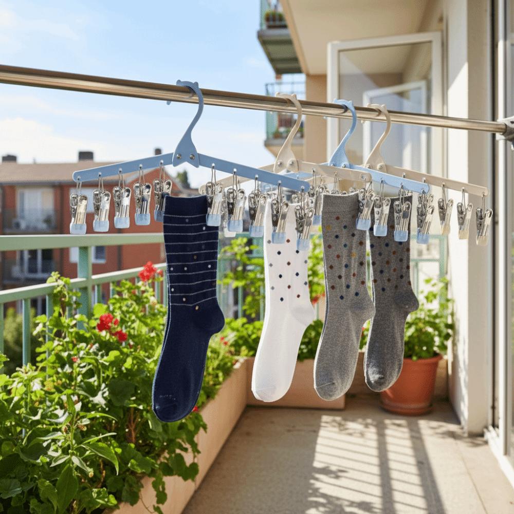 Portable Folding Clothes Drying Rack 10 Clips Sock Laundry Airer  Children Wardrobes