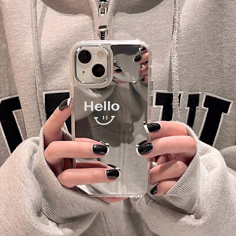 Применимо к iPhone17promax Чехол для мобильного телефона с английской буквой hello 16 нишевый 13/12 Apple 15 Зеркало для макияжа
