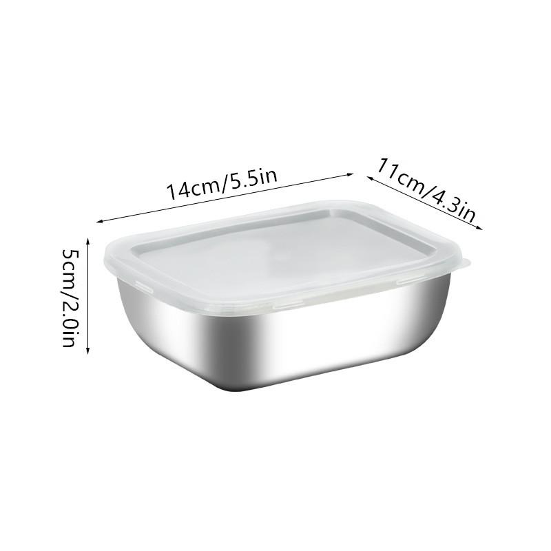 Контейнер для хранения продуктов в холодильнике из нержавеющей стали с пластиковой крышкой. Контейнер для сохранения свежести продуктов. Ланч-бокс для пикника.