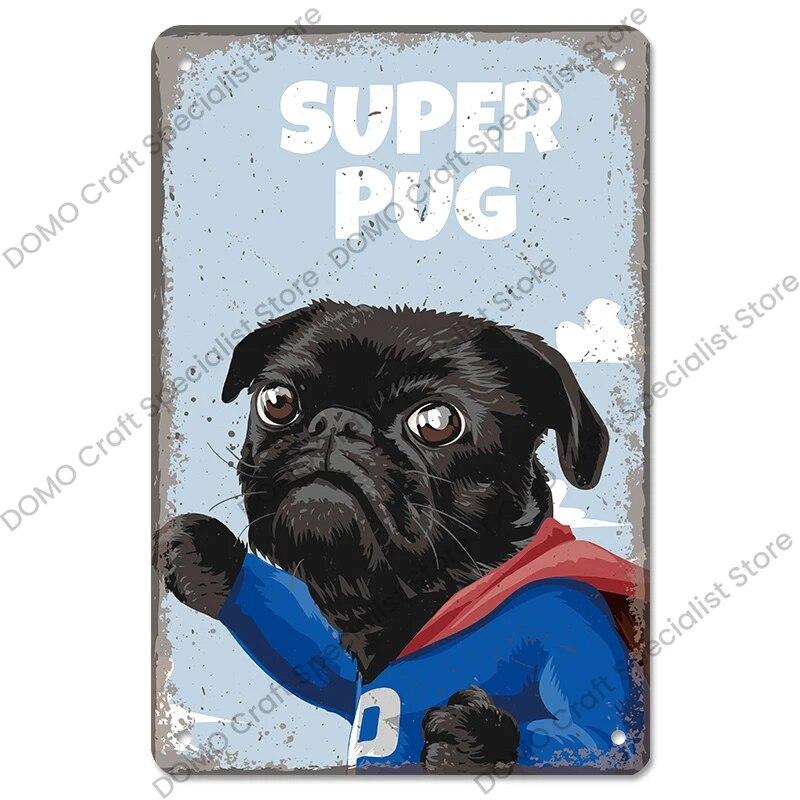 Vintage Cool Dogs Poster Metal Signs Super Hero Animal Metal Tin Plate Retro Plaque Pet Shop Bar Pub Home Wall Decor