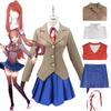 Game Doki Doki Literature Club Monika Cosplay Overcoat Shirt Vest Skirt Accessories Wig Halloween Costumes Party Costumes