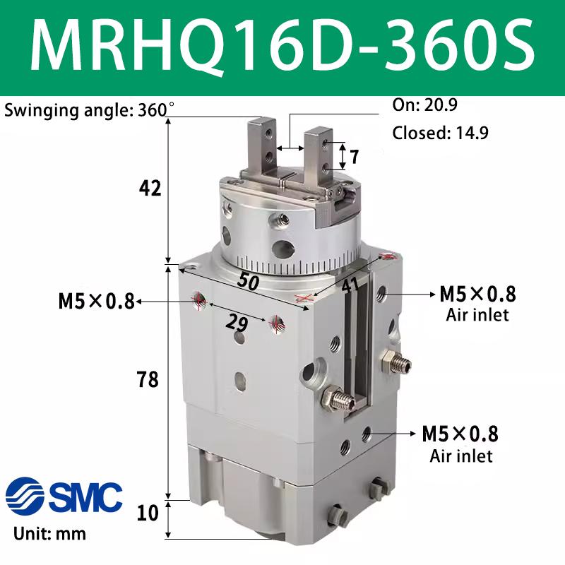SMC swing gripper rotating clamping finger cylinder MRHQ10D/16D/20D/25D-90S-180S-N