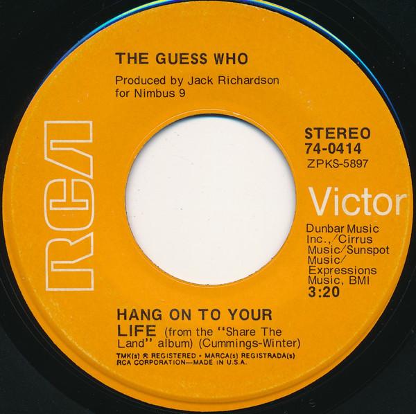 7-дюймовая пластинка GUESS WHO Hang On To Your Life Do You Miss 740414 RCA Victor 1971 США Рок Б/у