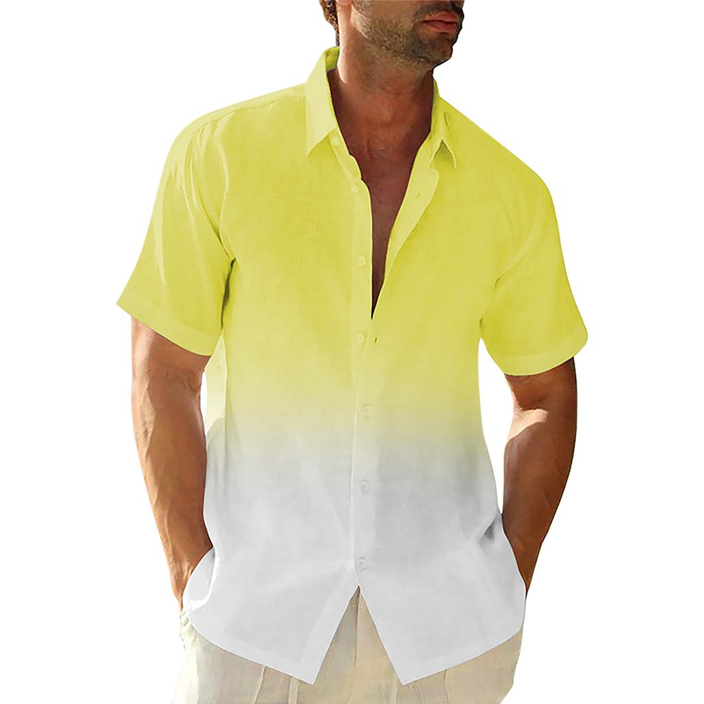 Мужская повседневная свободная рубашка с короткими рукавами, модная рубашка с лацканами, топ