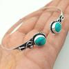 Turquoise Gemstone 925 Sterling Silver Plated Adjustbable Cuff Bangle FTRW-C229