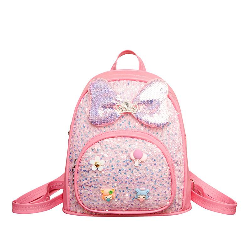 Baby Girl Backpack Pu Material With Glitter Sparkle For Preschool Kids